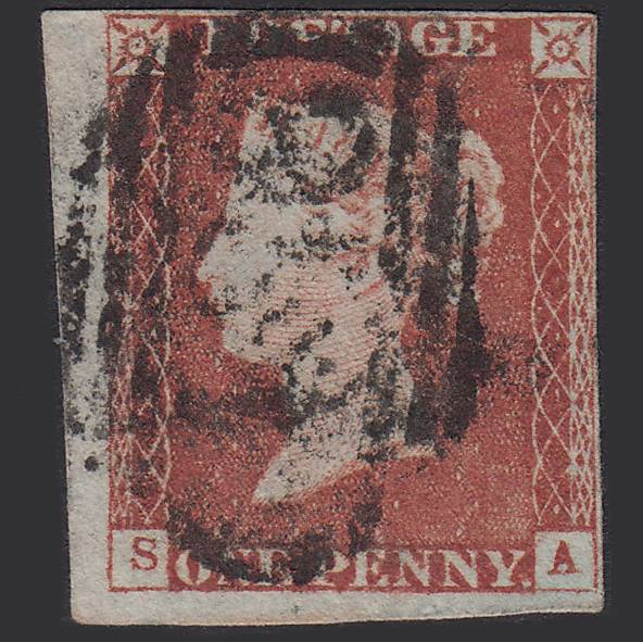 GB QV 1841 1d Red-brown Pl 76 SG8-B1(1) SA GU 4M Imperf Marginal Offset