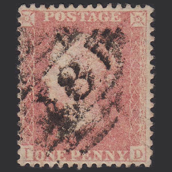 GB QV 1857 1d Pale Red Transitional (Plate 46) SGC9(3) ID GU