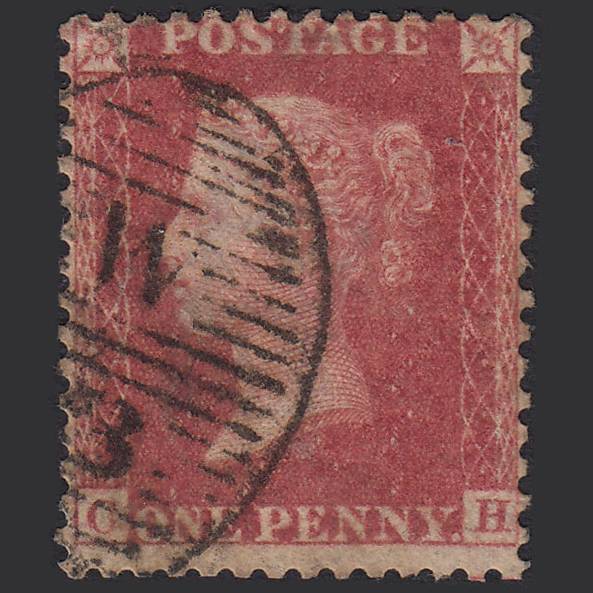 GB QV 1857 1d Rose-red (Plate 42) SG40-C10(1) CH GU London D&S Cancel