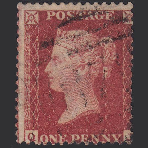 GB QV 1857 1d DP Rose-red (Plate 41) SG41-C10(4) QJ GU Light Cancel Misperf