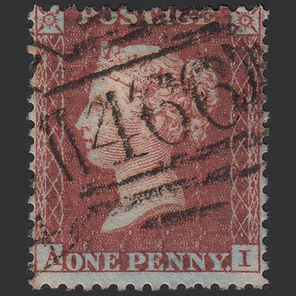 GB QV 1855 1d (Plate 12) SGC6(1) AI GU Missing Imprimatur Liverpool 466 Spoon
