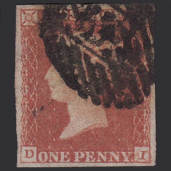 GB QV 1841 1d Red-brown (Plate 92) SG8-B1(1) DI GU 4M London IS Cancel