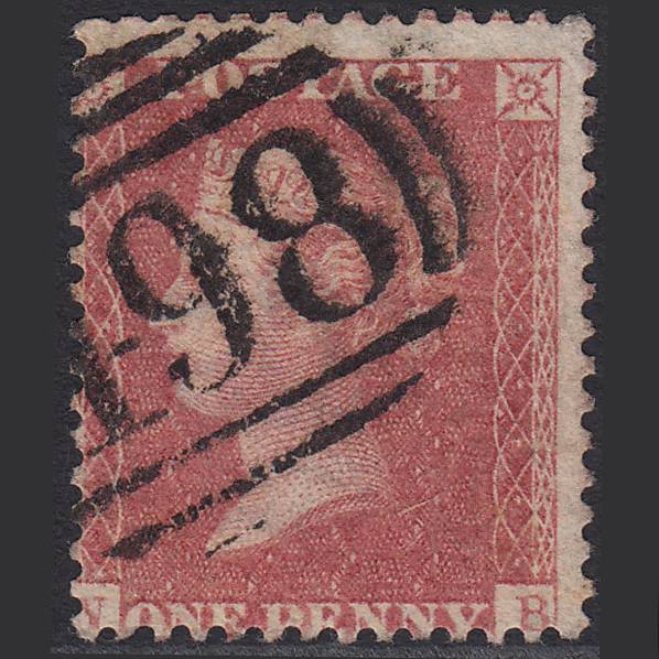 GB QV 1857 1d Rose-red (Plate 47) SG40-C10(1) GU Manchester 498 Misperf