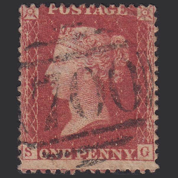 GB QV 1857 1d Rose-red (Plate 59) SG40-C10(1) SG GU Sheffield 700 Misperf