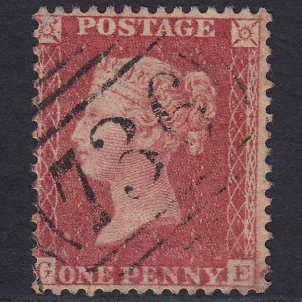 GB QV 1857 1d Rose-red (Plate 67) SG40-C10(1) GE FU Stockton 736