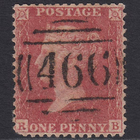 GB QV 1857 1d Rose-red (Plate 55) SG40-C10(1) RB GU Liverpool 466