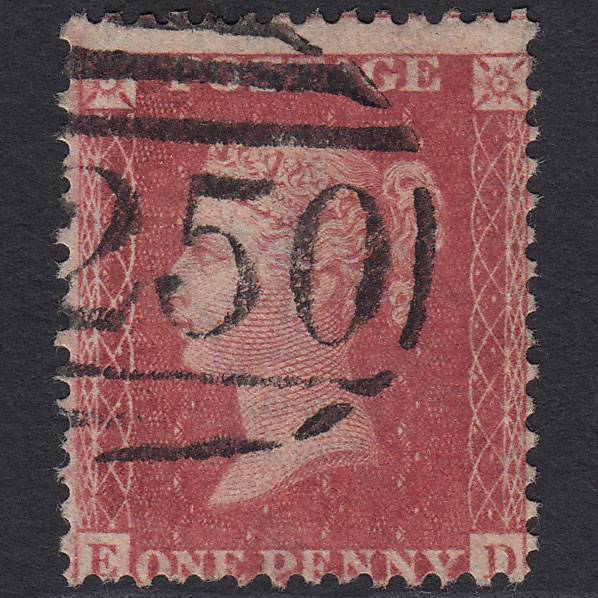 GB QV 1857 1d Rose-red (Plate 43) SG40-C10(1) ED FU Devonport 250