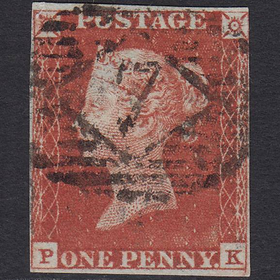 GB QV 1841 1d Deep Red-brown Pl 52 SG10-B1(4) PK GU nr 4M London IS 7