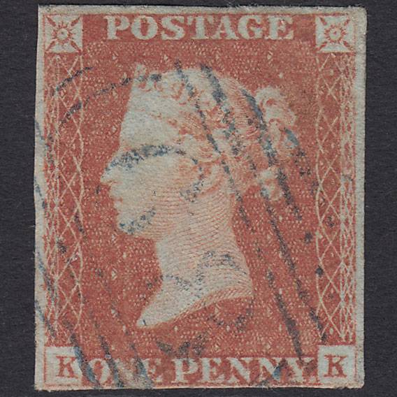GB QV 1841 1d Red-brown (Plate 86) SG8-B1(1) KK GU 4M Blue Bewdley 68