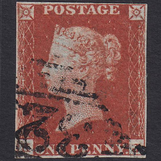 GB QV 1841 1d Deep Red-brown (Plate 51) SG10-B1(4) KJ FU 4 Margins Ireland