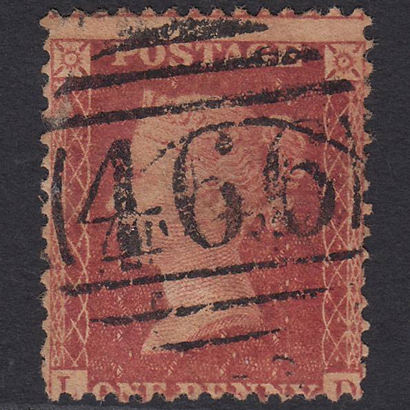 GB QV 1857 1d Rose-red (Plate 59) SG40-C10(1) LD GU Liverpool 466 Misperf