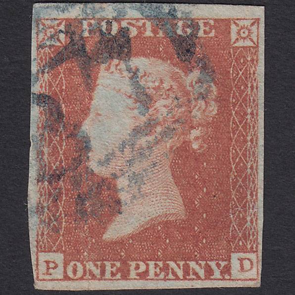 GB QV 1841 1d Red-brown (Plate 102) SG8-B1(1) PD GU Blue Blandford 87