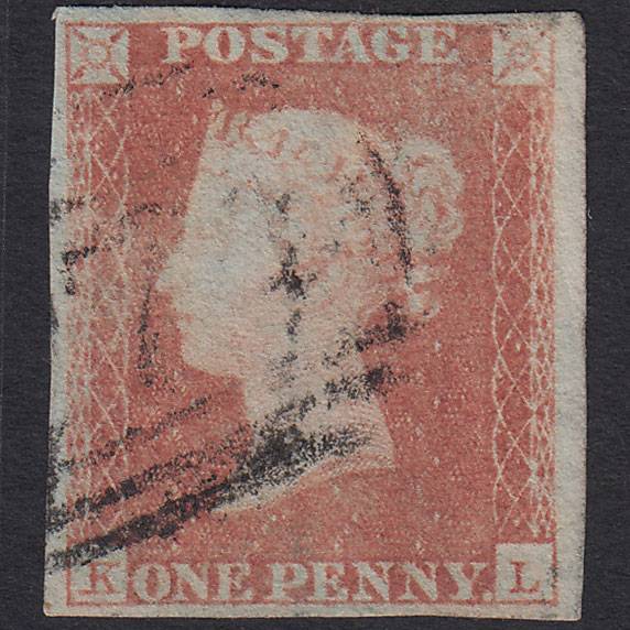 GB QV 1841 1d Red-brown (Plate 102) SG8-B1(1) KL GU 4 Margins