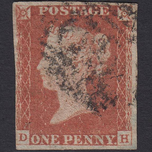 GB QV 1841 1d Red-brown (Plate 62) SG8-B1(1) DH GU nr 4 Margins