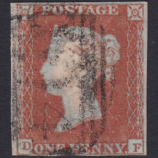 GB QV 1841 1d Lavender Tinted Paper (Plate 124) SG8-Bs91e DF FU 4 Margins