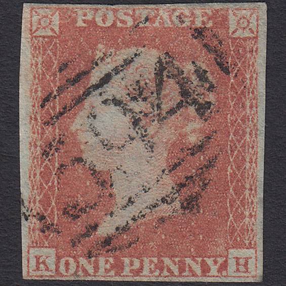 GB QV 1841 1d Red-brown Pl 166 SG8-B2(1) KH GU 4 Margins Southport 594