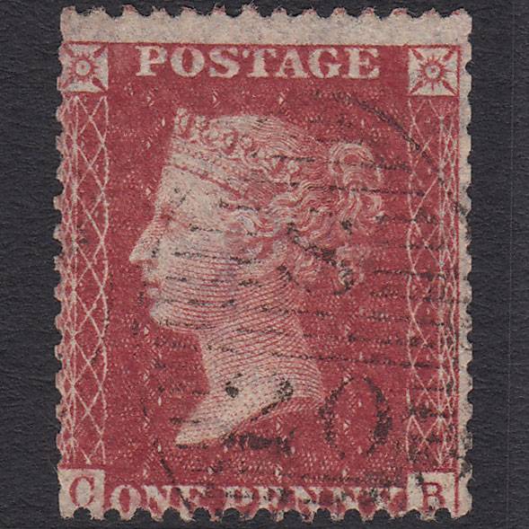 GB QV 1857 1d Rose-red Pl 56 SG40-C10(1) CB GU London D&S S20 Misperf