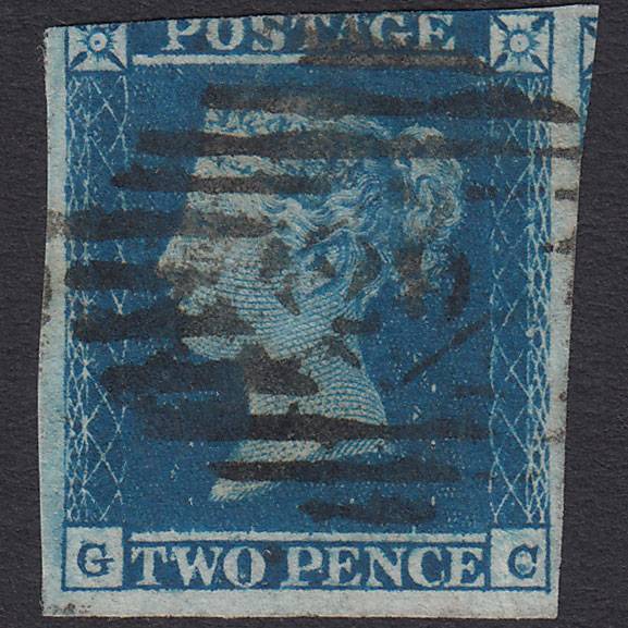 GB QV 1841 2d Blue (Plate 4) SG14-E1(2) GC GU 3 Margins London IS 29