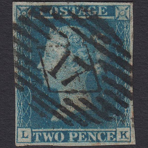 GB QV 1841 2d Blue (Plate 3) SG14-E1(2) GUideline LK GU 4M London IS 17