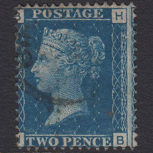 GB QV 1869 2d Blue (Plate 14) SG46-G3 HB FU Light Cancel Misperf