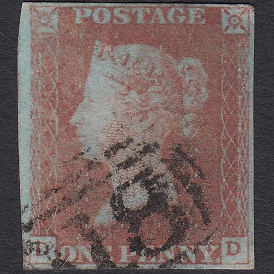 GB QV 1841 1d Very Blued (Plate 73) SG8a-B1(2) DD GU 4M Brentwood 118