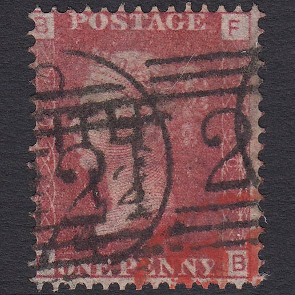 GB QV 1864 1d Lake-red (Plate 140) SG44-G1(2) FB FU Leith 221 & Red Cancel