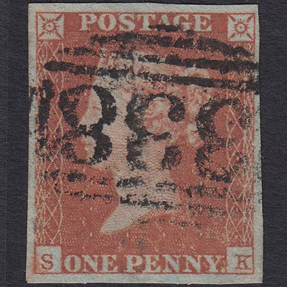 GB QV 1841 1d Red-brown Pl 101 SG8-B1(1) SK GU 4 Margins Harrogate 338