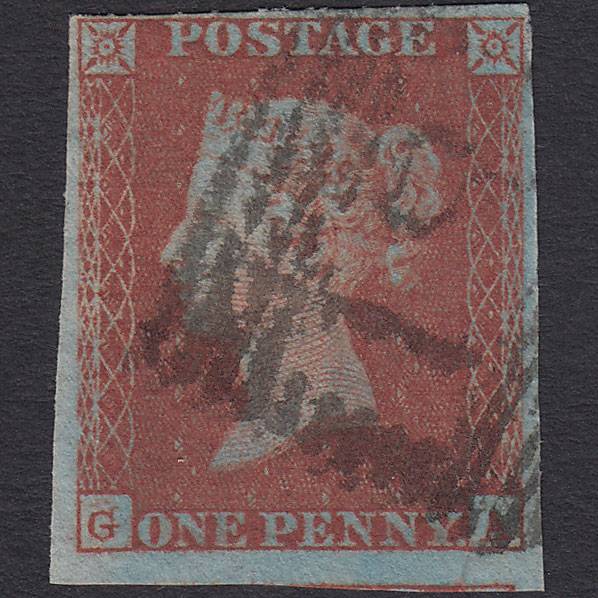 GB QV 1841 1d Very Blued (Plate 123) SG8a-B1(2) GA FU 4 Margins Scotland
