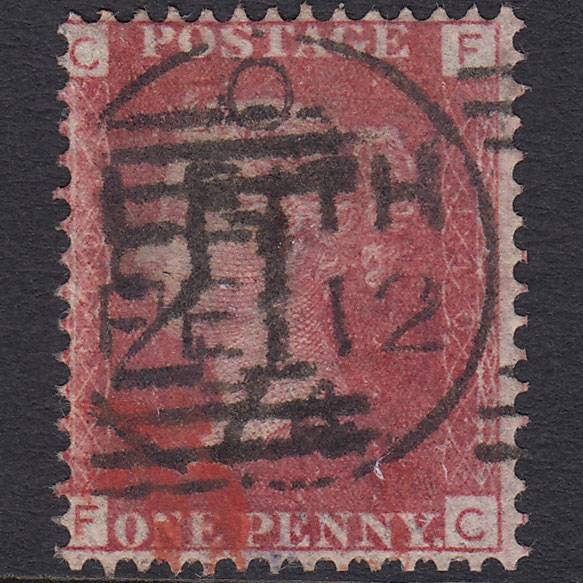GB QV 1864 1d (Plate 140) SG44-G1(2) FC FU Leith 221 CDS & Red Cancel