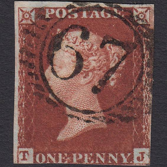 GB QV 1841 1d Deep Red-brown (Plate 69) SG10-B1(4) TJ FU 3m London D&S 67