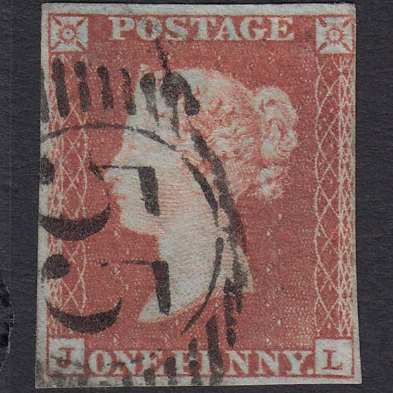 GB QV 1841 1d Red-brown (Plate 89) SG8-B1(1) JL GU 4M London D&S Cancel