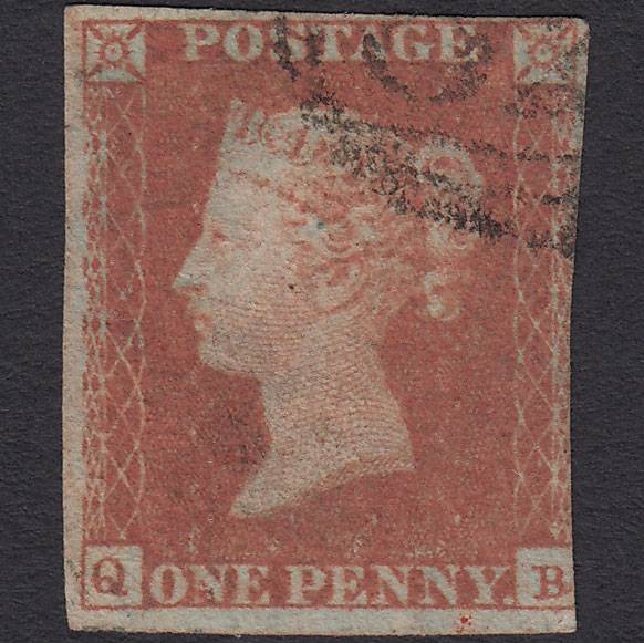 GB QV 1841 1d Red-brown (Plate 95) SG8-B1(1) QB GU 3 Margins Light Cancel