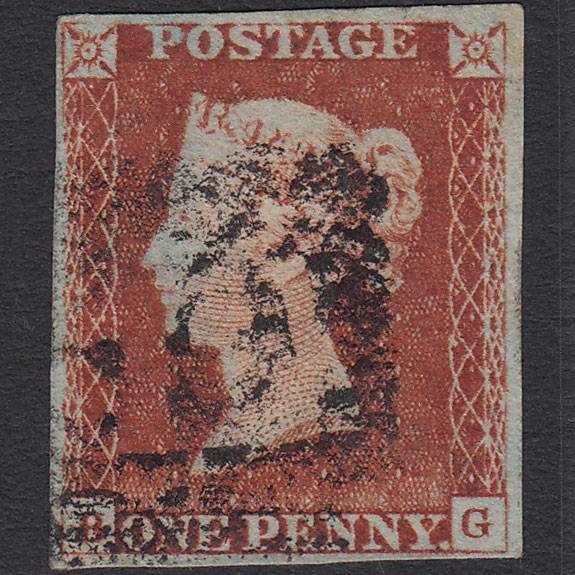 GB QV 1841 1d Red-brown SG8-B1(1) BG GU 4 Margins Scotland