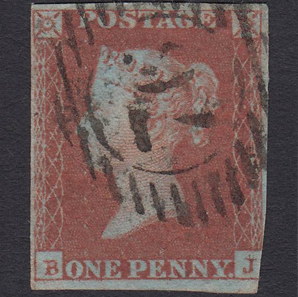 GB QV 1841 1d Red-brown Pl 123 SG8-B2(1) BJ GU 3 Margins London D&S 76