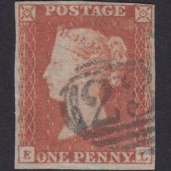GB QV 1841 1d Red-brown (Plate 92) SG8-B1(1) EL FU 4 Margins