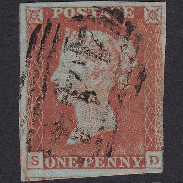 GB QV 1841 1d (Plate 55) SG9-B1(3) SD GU nr 4 Margins Leamington 444