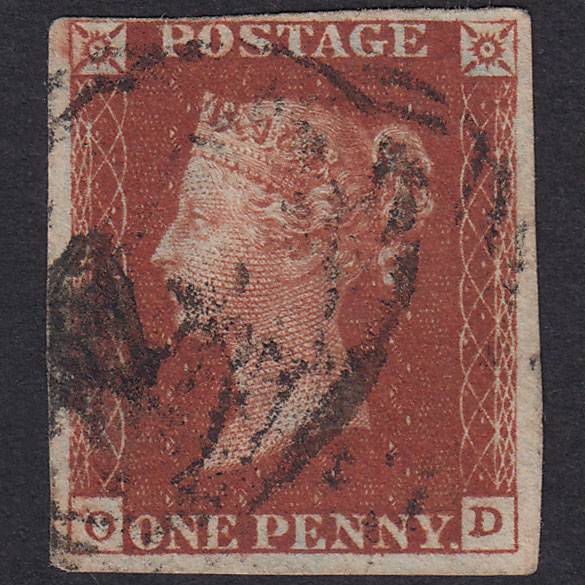 GB QV 1841 1d Deep Red-Brown Plate 55 SG10-B1(4) OD GU 4 Margins