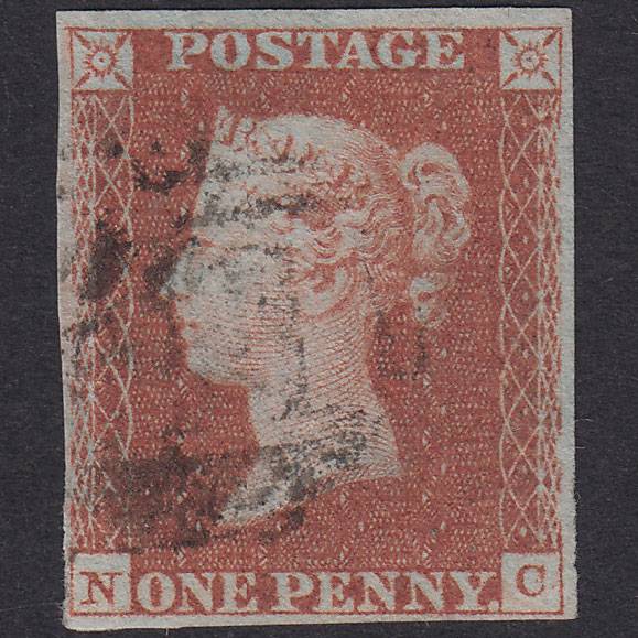 GB QV 1841 1d Red-Brown Plate 95 SG8-B1(1) NC FU 4 Margins