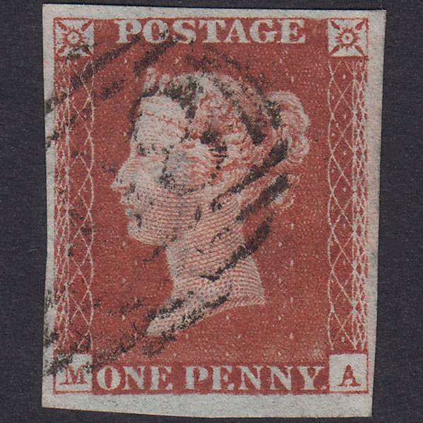 GB QV 1841 1d Red-Brown Plate 68 SG8-B1(1) MA GU 4 Margins