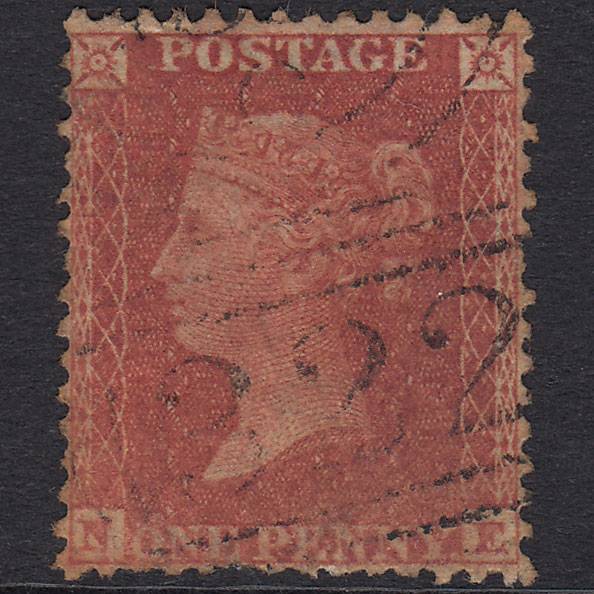 GB QV 1855 1d Brick-Red Plate 8 SG24-C3(6) NE PU Gravesend 322