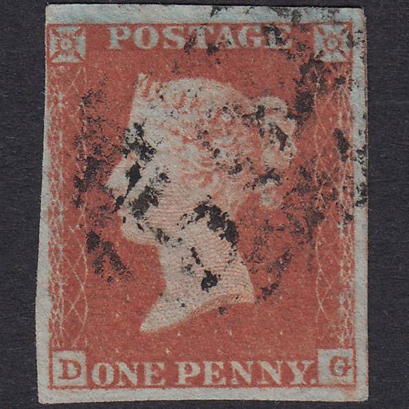 GB QV 1841 1d Red-Brown Plate 92 SG8-B1(1) DG FU 4 Margins