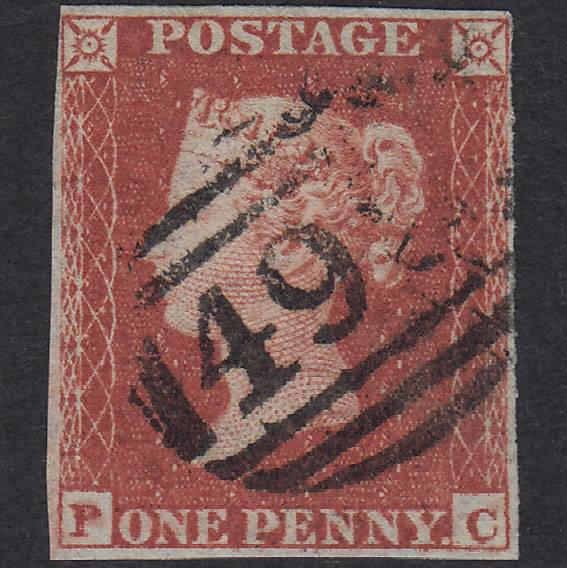 GB QV 1841 1d Red-Brown Plate 169 SG8-B2(1) PC GU 4 Margins