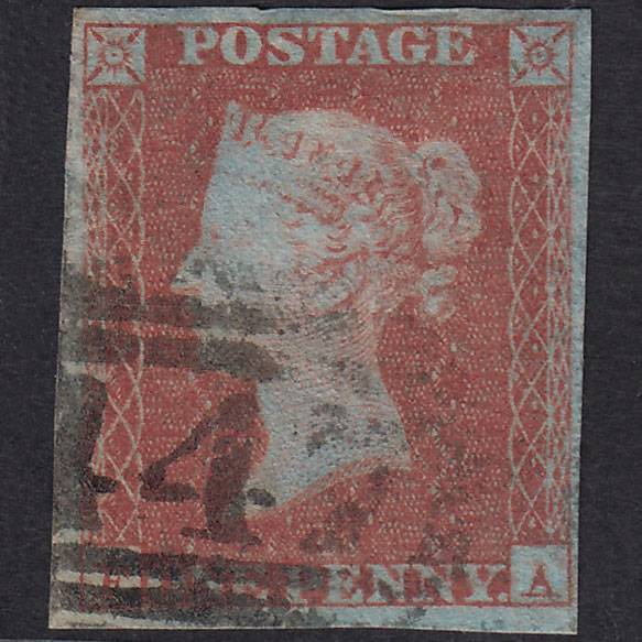 GB QV 1841 1d Red-Brown Plate 106 SG8-B1(1) FA GU 4 Margins Leeds 447