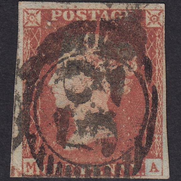 GB QV 1841 1d Plate 76 SG8-B1(1) Re-Entry MA GU 4M London D&S 52