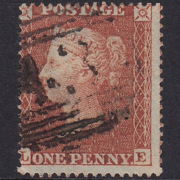 GB QV 1855 1d Red-Brown Pl 5 SG21-C4(1) LE FU Stoney Middleton 43 Misperf