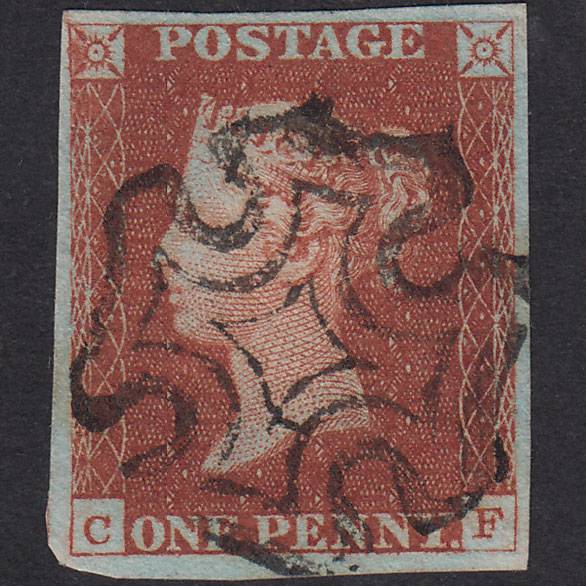 GB QV 1841 1d Red-Brown Plate 38 SG8-B1(1) CF VFU 4 Good Margins MX