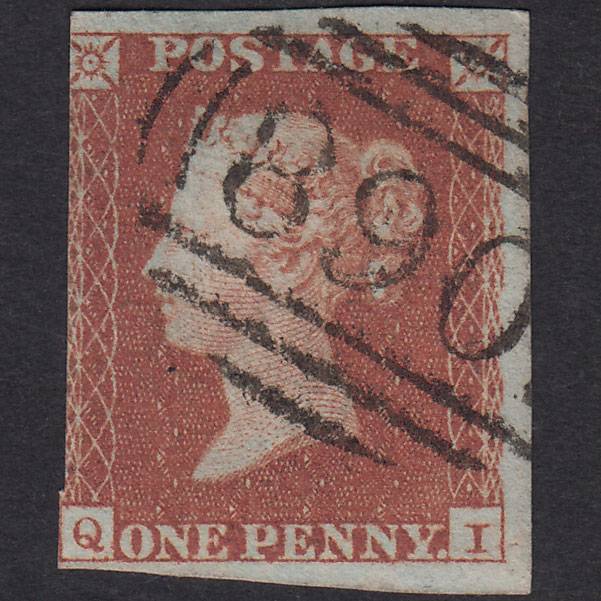 GB QV 1841 1d Red-Brown Plate 120 SG8-B1(1) QI FU 3 Margins Windsor 890