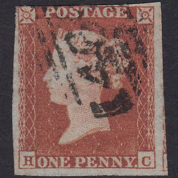 GB QV 1841 1d Red-Brown Plate 161 SG8-B2(1) HC FU Nr 4 Margins