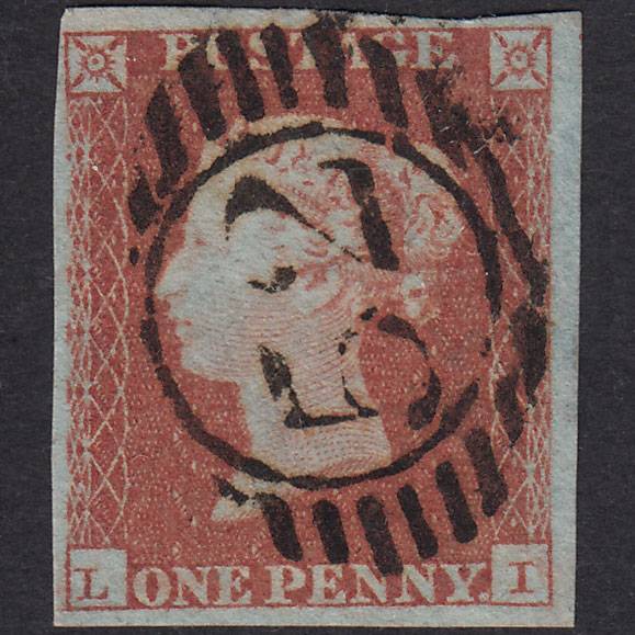 GB QV 1841 1d Red-Brown Plate 108 SG8-B1(1) LI FU 4 Margins London D&S 52