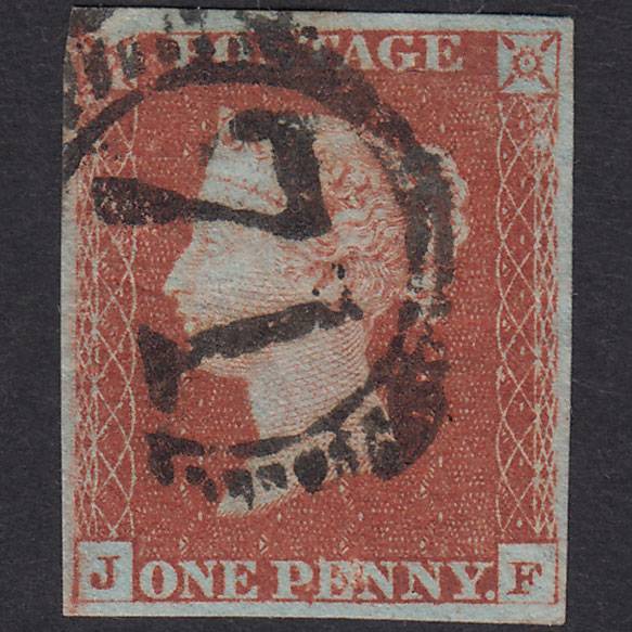 GB QV 1841 1d Red-Brown Plate 65 SG8-B1(1) JF GU 4 Margins London D&S 71